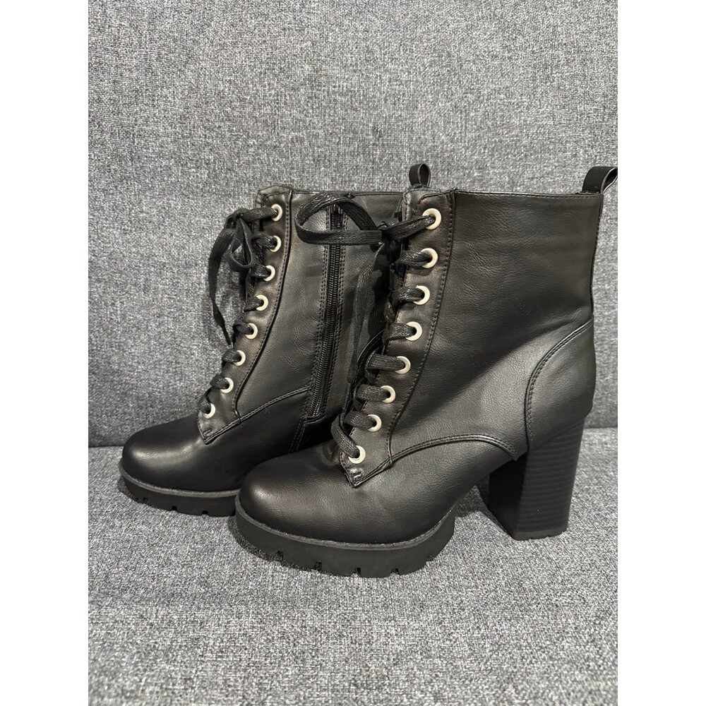 Sincerely Jules racer combat black platform combat boots size 8.5 lace-up
